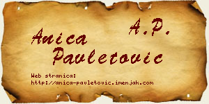 Anica Pavletović vizit kartica